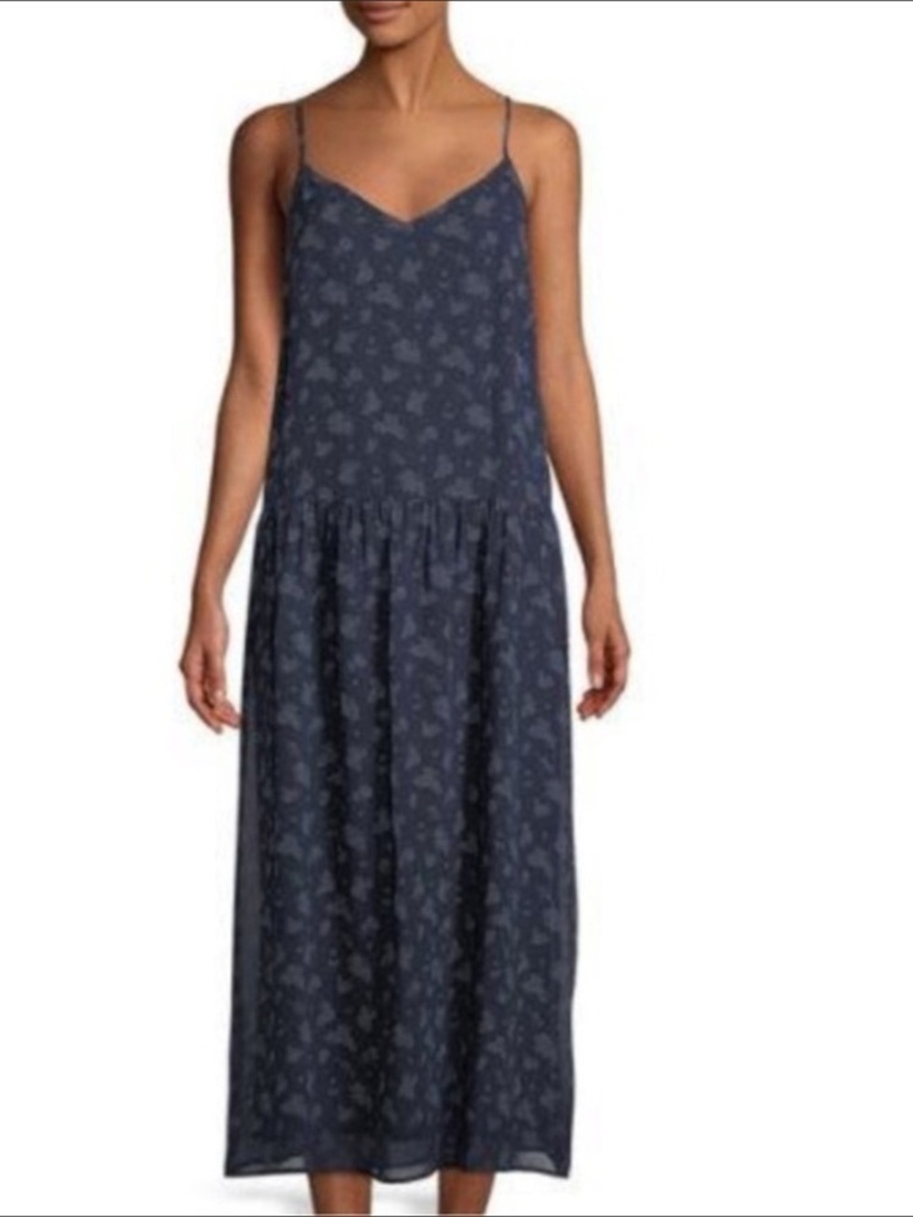 Vince Navy calico Floral 100% Silk Dress, silk lining - Picture 7 of 7